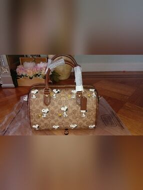 Coach x Peanuts Brown Signature Snoopy Satchel